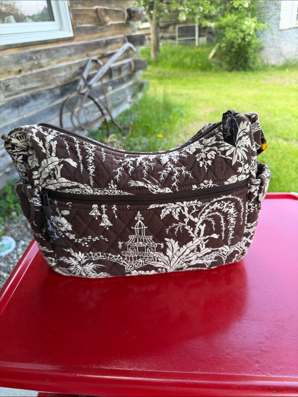 Vera Bradley Brown Quilted Floral Shoulder Bag